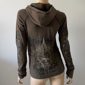 NWT Bejeweled by Susan Fixel Y2K Sarovski Crystal Zip Hoodie XS
